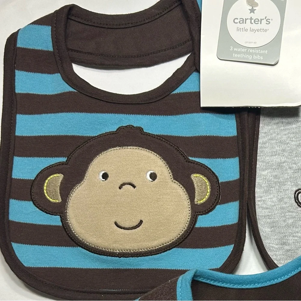 3 Monkey Baby Boys Bibs Daddy's Big Guy Bananas Over Mommy Shower Gift